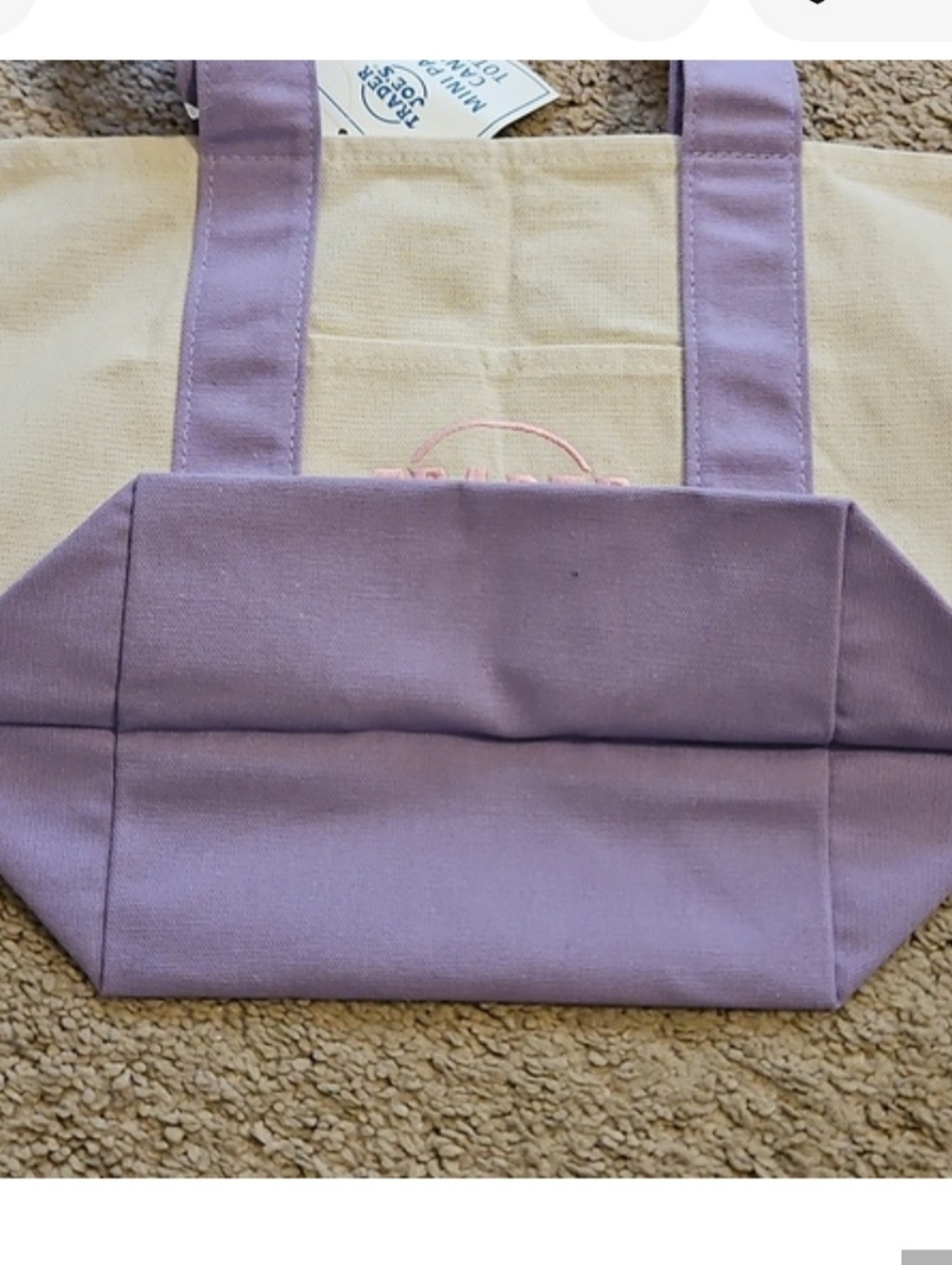 Trader Joe's Lavender-Trim Canvas Tote Bag - Picture 3 of 4